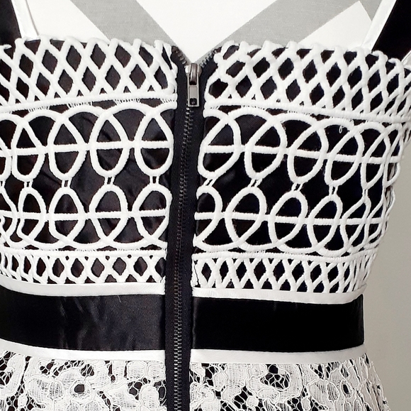 MUSE black and white overlay lace midi dress - Picture 3 of 5